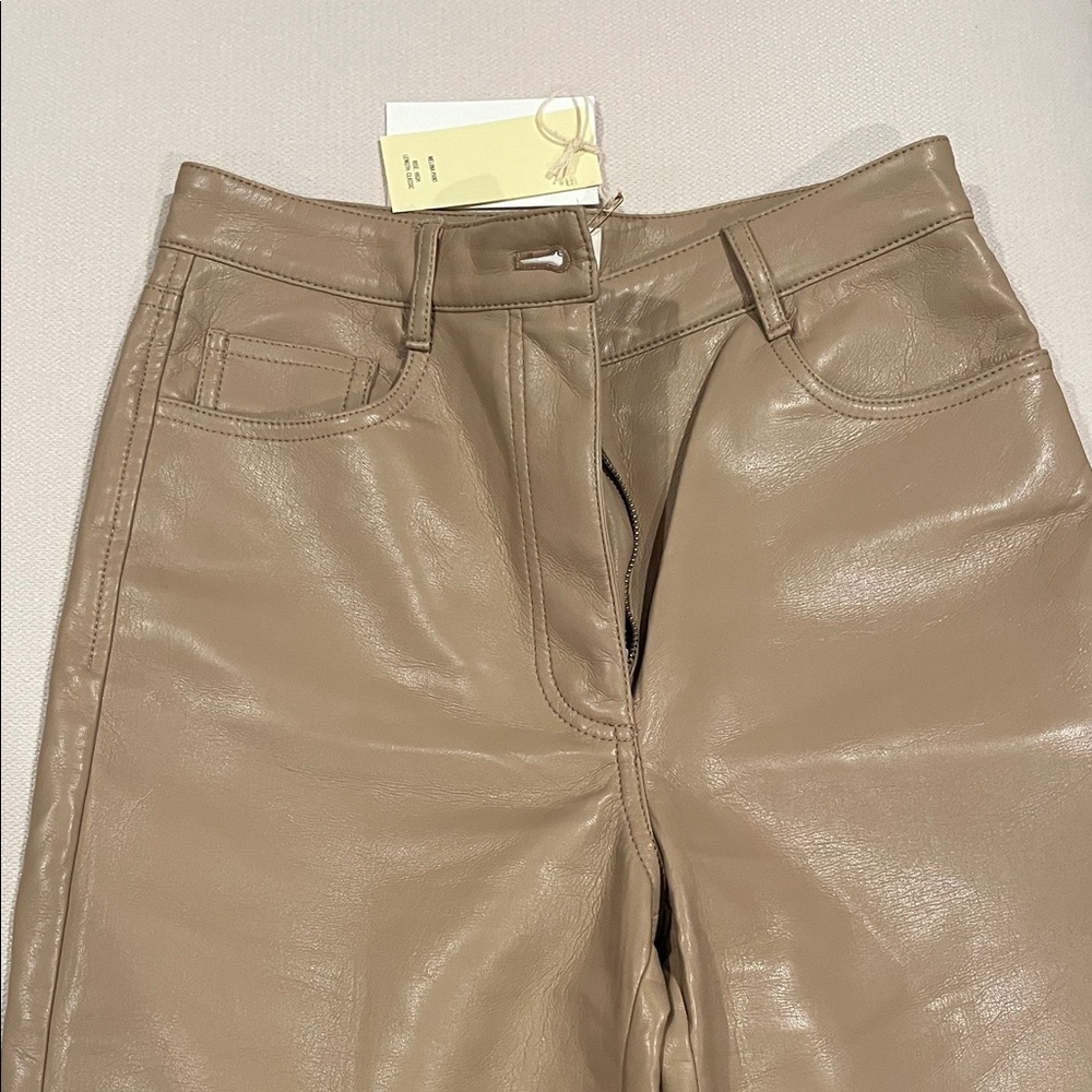 Aritzia Wilfred Beige Leather Trousers